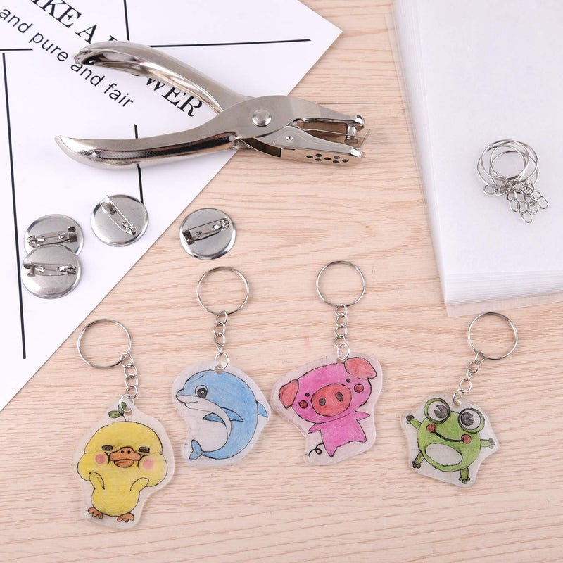 ASTARON 181Pcs Shrinking Plastic Sheets Kit Includes 20 Shrinking Film Art Paper and 161 Pcs Shrinkles Keychains Making Accessories for Kids Craft and Art Supplies - Image 3